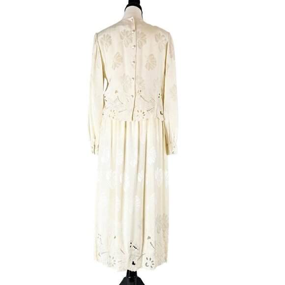 Vintage Umi Collections by Anne Crimmins 100% Silk Cream Dress & Jacket Size 8 - Picture 14 of 14